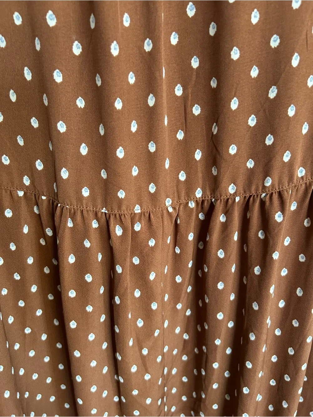 Kori Brown Polka Dot Long Sleeve Tiered Midi Dress